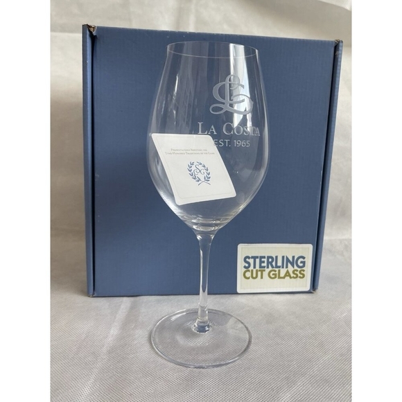 Pair of Vintage La Costa Resort Sterling Cut Glass Stemmed Wine Glasses NIB Rare - Picture 1 of 4